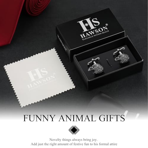 HAWSON Various Unique Cuff Links Mens, Animal/Tactical/Music/Holiday/Cufflinks, Themed Wedding Dinner Party Gift Suit Accessories - style: Eagle Head