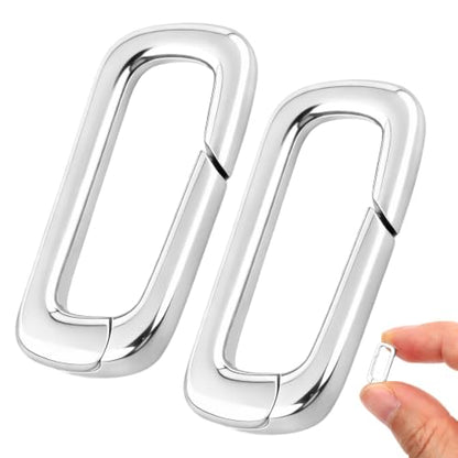2 Pcs 925 Sterling Silver Necklace Enhancer Clasp,Hypoallergenic Pendant Enhancer Shortener,Spring Bail Pendant Connector for Necklaces, Bracelets, Anklets,Jewelry Making and Charm Holder Gift - color: Silver 0.25 x 0.52 inch