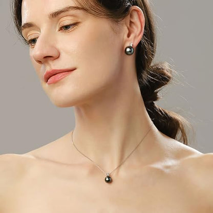 Pearl and Rhinestone Stud Earrings for Women Retro Statement Earrings Wedding Party Prom Jewelry - color: Zirconia Pearl-Black
