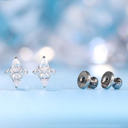 Limerencia F136 Implant Grade Titanium Cubic Zirconia Women Stud Earrings | 20G Hypoallergenic medical grade titanium earrings,G23 Small Dainty Earrings for Women's Sensitive Ears Lobes