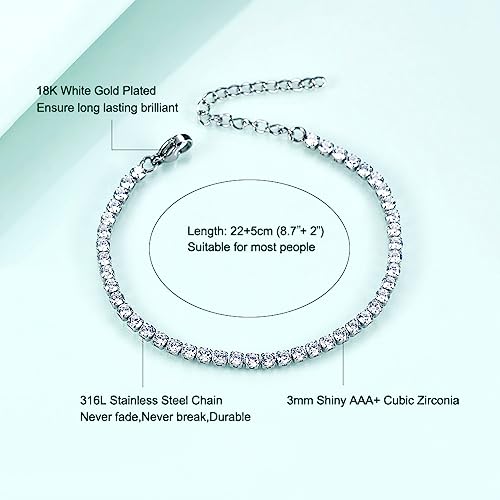 Ankle Bracelets for Women,14K Gold Plated Snake Chain Anklet for Women Beach Cute Anklets - color: Tennis