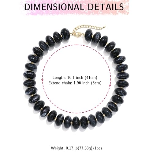 Elegance 11 designs Colorful Chunky Beaded Necklace for Women,Thick Acrylic Disc Bead Choker Statement Necklace Cute Trendy Necklaces Jewelry Gifts for Women - color: Black