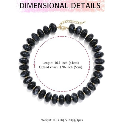 Elegance 11 designs Colorful Chunky Beaded Necklace for Women,Thick Acrylic Disc Bead Choker Statement Necklace Cute Trendy Necklaces Jewelry Gifts for Women - color: Black