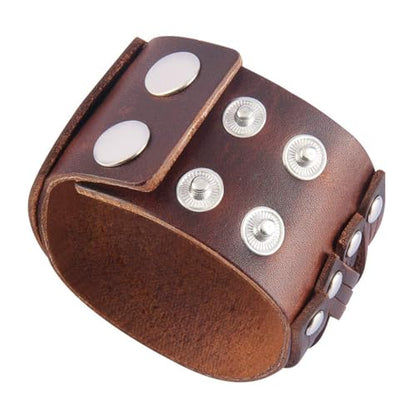 JAOYU Punk Leather Cuff Bracelet Goth Leather Wristband Rock Bracelet Biker Bracelet for Men Leather Armband Black Handmade Jewelry - color: Black Arm Bracelet