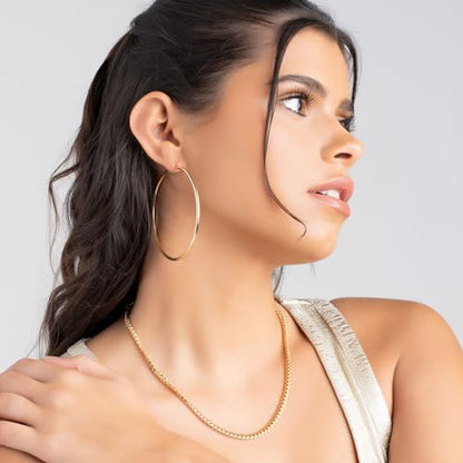 Barzel 18K Gold Plated Endless Hoop Earrings, 3mm Thick, High Polish Finish, Tarnish Free - size: 70 millimeters