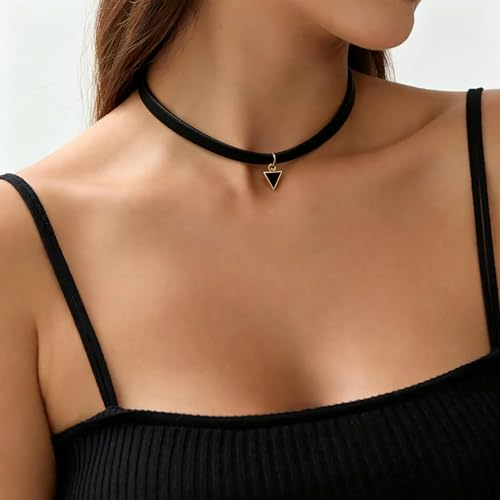 Black Necklaces for Women,Adjustable Layered Collar,Goth Jewelry - color: Triangle