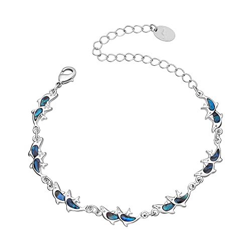 Beach Anklet Bracelet for Women Silver Plated Adjustable Abalone Shell Sea Turtle Dolphin Starfish Sand Dollar Ocean Ankle Bracelet for Women Summer Beach Jewelry - color: Dolphin Style A