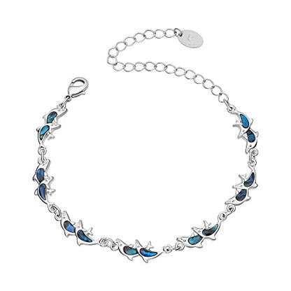 Beach Anklet Bracelet for Women Silver Plated Adjustable Abalone Shell Sea Turtle Dolphin Starfish Sand Dollar Ocean Ankle Bracelet for Women Summer Beach Jewelry - color: Dolphin Style A