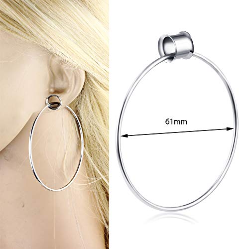 TIANCI FBYJS 3 Pairs Surgical Steel Ear Tunnels Rose Gold Large Hoop Ear Plugs Expander Dangle Gauges Stretcher Piercing… - style: 8mm=0g