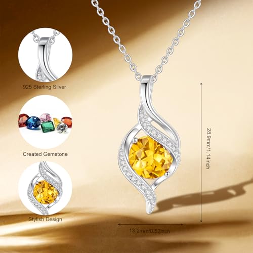 FANCIME Birthstone Necklace for Women Jewelry Gift for Her | Infinity Love Pendant Sterling Silver, Birthday Gift for Women, Adjustable 16+2" - color: 11 - Created Citrine