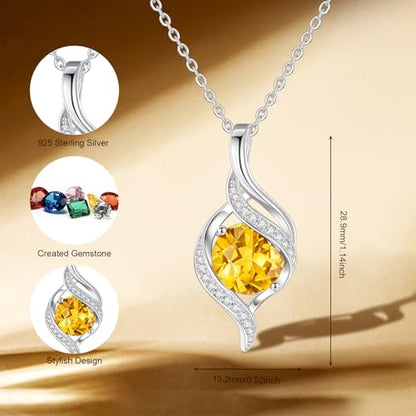 FANCIME Birthstone Necklace for Women Jewelry Gift for Her | Infinity Love Pendant Sterling Silver, Birthday Gift for Women, Adjustable 16+2" - color: 11 - Created Citrine