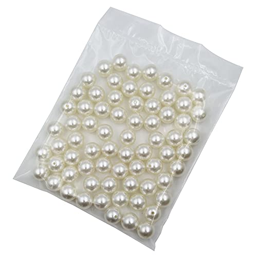 INSPIRELLE 70pcs 20mm Ivory Art Faux Pearl Beads ABS Round Chunky Pearl | Big Size for DIY Craft Necklaces Bracelets Jewelry Making - color: Ivory, size: 20mm