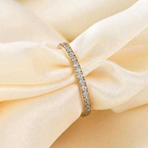 2mm 5mm Tainless Steel Cubic Zirconia Wedding Band Rings For Women,Stackable No Tarnish Fashion Cross Rings Size 4-10 - color: Gold
