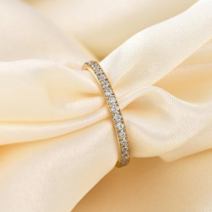 2mm 5mm Tainless Steel Cubic Zirconia Wedding Band Rings For Women,Stackable No Tarnish Fashion Cross Rings Size 4-10 - color: Gold