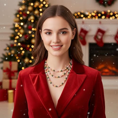 Pearl Necklaces for Women 60'' 70" Long Pearl Necklace 15.75'' Pearl Choker Necklace Chunky Bead Layered Faux Pearl Dangle Wedding Bridal 1920s Gatsby Christmas Costume Jewelry Gifts - color: Colorful-60“