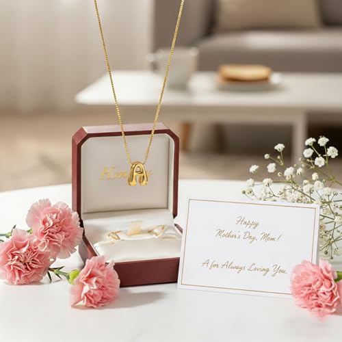 Bubble Gold Initial Necklaces for Women,14K Gold Plated A-Z Initial Necklaces for Women, Chunky balloon letter name Pendant Necklace Fashion Jewelry Gifts - color: A, style: Gold