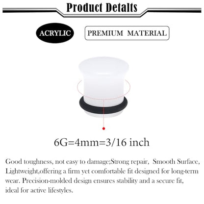 8G-12mm Solid Ear Plugs Tunnels for Women Men Single Flared Ears Gauge Plugs with O-Ring Stretcher Expander Piercing Body Jewelry Black White Clear Opalite 1 Pairs - color: Opalite, size: 6 Gauge(4mm) = 3/16 inch
