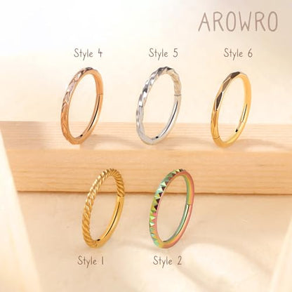 AROWRO Nose Rings Hoops with Opal Hinged Nose Rings for Women Surgical Steel Septum Rings 16G 18G 20G Conch Helix Daith Piercing Jewelry Diameter 6mm-12mm - color: Gold&White Opal, size: 18G(1.0mm)-8mm