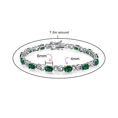 Bling Jewelry Birthstone Colors CZ Oval Infinity Tennis Bracelet Rose Gold Silver Plated - color: Green