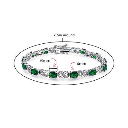 Bling Jewelry Birthstone Colors CZ Oval Infinity Tennis Bracelet Rose Gold Silver Plated - color: Green