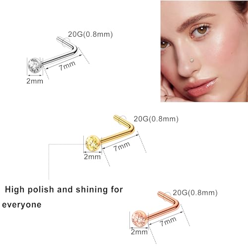 ONESING 9-40 Pcs Nose Rings - Hoops, Studs & L Shape - Hypoallergenic Stainless Steel Nose Piercings for Women & Men - color: Colorful-32 Pcs