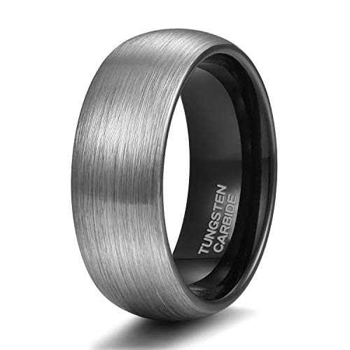 TRUMIUM 4mm 6mm 8mm Tungsten Rings for Men Women Engagement Wedding Band Brushed Black Comfort Fit Size 4-15 - color: 8mm Black