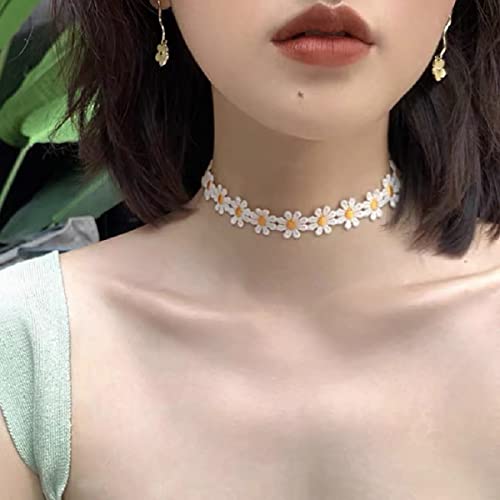 Black Choker Necklace Set Velvet Lace Choker Daisy Gothic Punk Classic Choker - color: flower