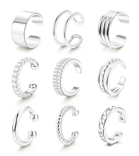 LOLIAS 𝐄𝐚𝐫 𝐂𝐮𝐟𝐟 𝐄𝐚𝐫𝐫𝐢𝐧𝐠𝐬 for Women Non Piercing Gold Plated Ear Cuffs 𝟏𝟒𝐊 𝐆𝐨𝐥𝐝 𝐏𝐥𝐚𝐭𝐞𝐝 Ear Cuff for Non Pierced Ears Clip on Cartilage Earring 𝐅𝐚𝐤𝐞 𝐄𝐚𝐫𝐫𝐢𝐧𝐠𝐬 Lightweight - style: Silver Plated