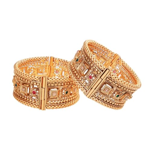 Efulgenz Indian Wedding Bridal Bollywood Broad Big Bracelet Bangle Set - size: 2-8