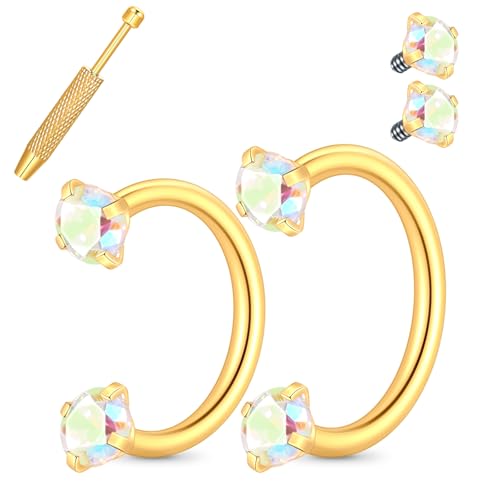 Xpircn 18G 7mm 8mm Nose Rings For Women Men Horseshoe Nose Rings Hoops Horseshoe Septum Lip Eyebrow Helix Daith Ear Nose Piercings - color: Gold A/B, size: 18G 7mm 8mm