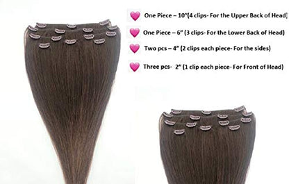 20" Clip in Hair Extensions Real Human Hair 90g Clip on for Full Head 7 pieces, 14 clips, Silky Straight Weft Remy Hair Color #3 Medium Dark Brown