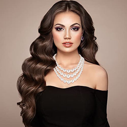 Haysandy Pearl Jewelry Set for Women 20s Jewelry Gift | Retro Layered Necklace Bracelet Earring, Costume Accessories for Derby Wedding Prom Party, Dress Matching Occasions - color: White