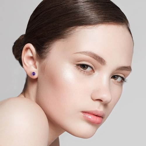 12 Pairs Surgical Stainless Steel Stud Earring Round Heart Star Square Cubic Zirconia Birthstone Stud Earrings Set for Women - color: Silver round 3mm