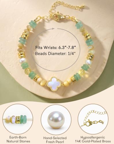 Birthday Jewelry Gifts For Girls Women, Four Leaf Clover & Heart Bracelets - color: Abundant Align