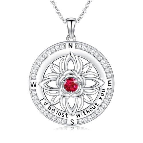 Compass Necklace Sterling Silver Nautical Graduation Gift | 925 Sterling Silver compass pendant with meaningful nautical design, jewelry for women, graduation and travel gift - color: Silver-19