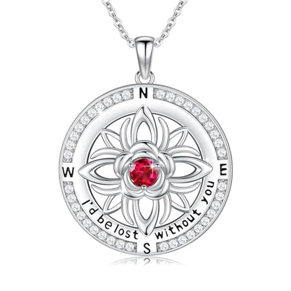 Compass Necklace Sterling Silver Nautical Graduation Gift | 925 Sterling Silver compass pendant with meaningful nautical design, jewelry for women, graduation and travel gift - color: Silver-19