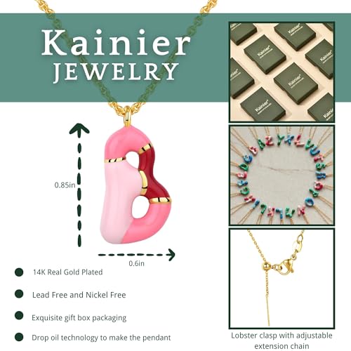 Kainier Bubble Letter Initial Necklace for Women, Colorful Balloon Alphabet Name Pendant Dainty Cute 14K Gold Plated Necklaces Jewelry Gifts… - color: Colourful, style: B