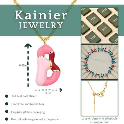 Kainier Bubble Letter Initial Necklace for Women, Colorful Balloon Alphabet Name Pendant Dainty Cute 14K Gold Plated Necklaces Jewelry Gifts… - color: Colourful, style: B