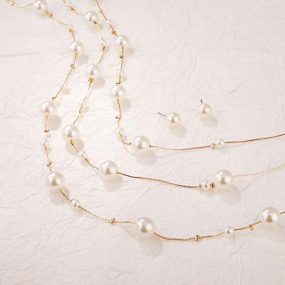 HUASAI Boho Necklaces for Women Dainty Layered Choker Necklace Bohemian Turquoise Necklace Statement Jewelry Western Cowgirl Country Concert Outfits Accessories - color: Z2-Pearl