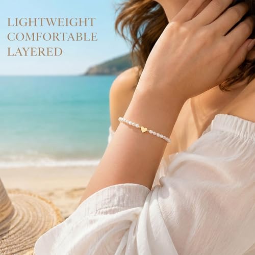 Pearl Bracelets for Women Dainty Baroque Pearl Bracelet White Bridesmaid Bridal Bracelet Wedding Jewelry Gifts for Mother Daughter Matching Outfits - color: A3:pearl bracelet