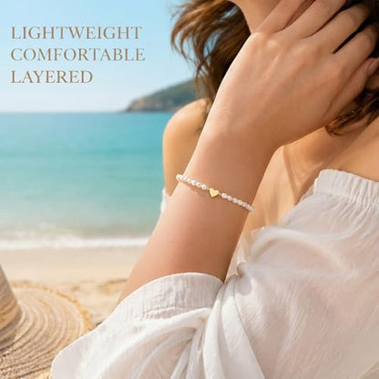 Pearl Bracelets for Women Dainty Baroque Pearl Bracelet White Bridesmaid Bridal Bracelet Wedding Jewelry Gifts for Mother Daughter Matching Outfits - color: A3:pearl bracelet