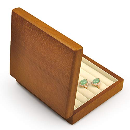 Oirlv Solid Wood Ring Jewelry Box Organizer Earrings Jewelry Drawer Organizer Tray with Lid (Creamy-white) - color: Creamy-white Box