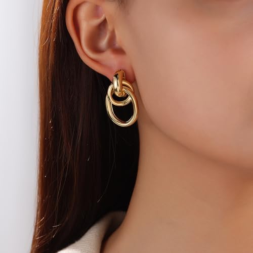 Pearl Earrings for Women 14K Gold Freshwater Pearl Hoop Earring Dangle Drop Wedding Earrings Bridal Bridesmaid Jewelry Gifts for Women - color: Circle-2