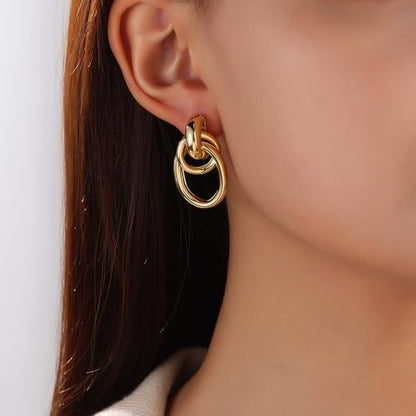 Pearl Earrings for Women 14K Gold Freshwater Pearl Hoop Earring Dangle Drop Wedding Earrings Bridal Bridesmaid Jewelry Gifts for Women - color: Circle-2