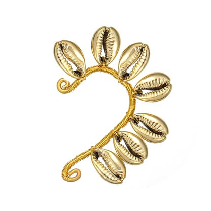 Wellike Gold Ear Cuffs For Women Non Piercing Single Clip On Earrings 18k Gold/Silver Plated Handmade Cuff Earrings Hypoallergenic Waterdrop Cowrie Shell Jewelry - color: KKWE580-G