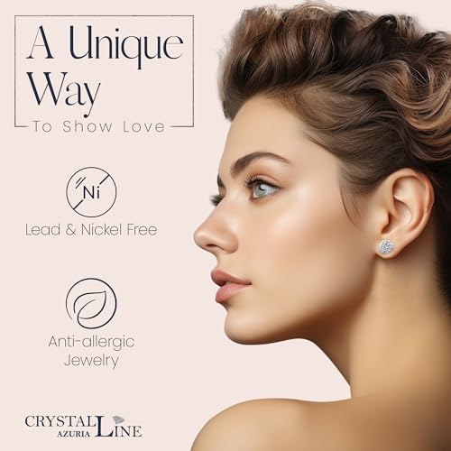925 Sterling Silver Woman Earrings with Box Disco Ball White Crystals Dangle Hook Stud Earrings for Women - size: 6 mm