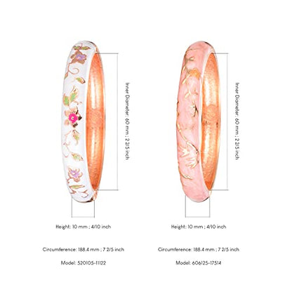 UJOY Cloisonne Bracelet Butterfly Hinge Indian Cuff Bangle Enameled Jewelry Flower Bracelets for Women Gift Box 55A114 - color: A117-2 Pcs Set-White Pink