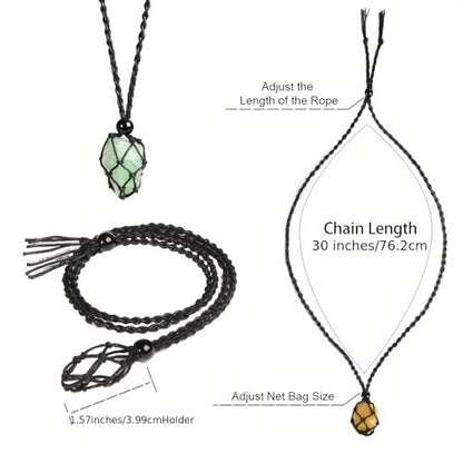 weryerker Natural Gemstone Pendant Necklace Healing Crystal Stone Pendant with Hand-Woven Rope Adjustable for Women Men - color: 1pc Garnet