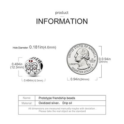 MULA 925 Sterling Silver Charms for Bracelets and Necklace Family Pendants | Airplane Travel Dangle Beads Family Tree Jewelry Charms for Women - color: Friendship Forever Charm