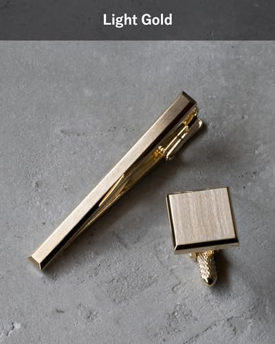 [TAVARAT] Tie Clip Tie Clips for Men Black Silver Light Gold Tie Bar Tie Pin Tps-163 - style: cufflinks set (light gold)